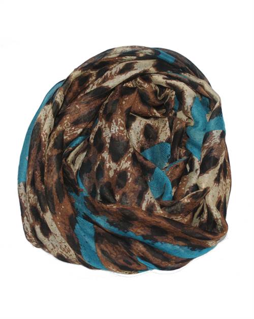 Billede af Leopardtørklæde med hjerter, blå